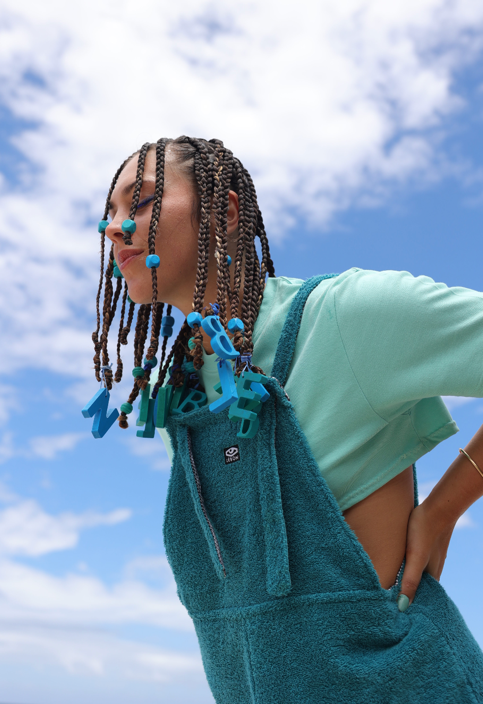 SALOPETTE BLEU FAIT MAIN